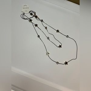 Black Gold double Stars ⭐️ & Crystal long unique necklace. EXCELLENT QUALITY ⭐️